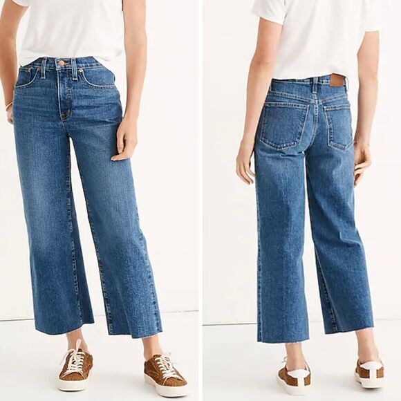 Madewell Denim - New! Madewelll Slim Wide-Leg Jeans in Crownridge Wash: Raw-Hem Edition, size 27